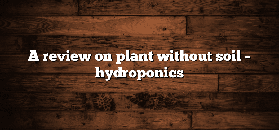 A review on plant without soil – hydroponics