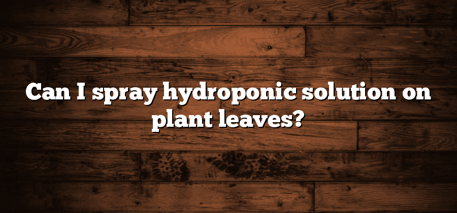 Can I spray hydroponic solution on plant leaves?