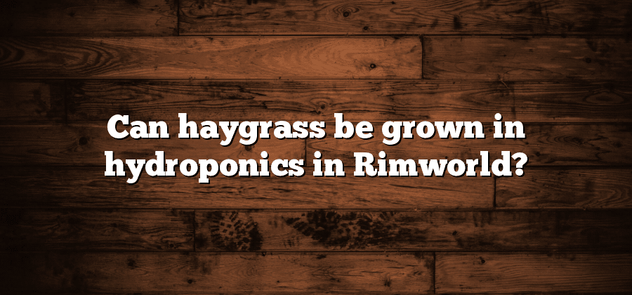 Can haygrass be grown in hydroponics in Rimworld?