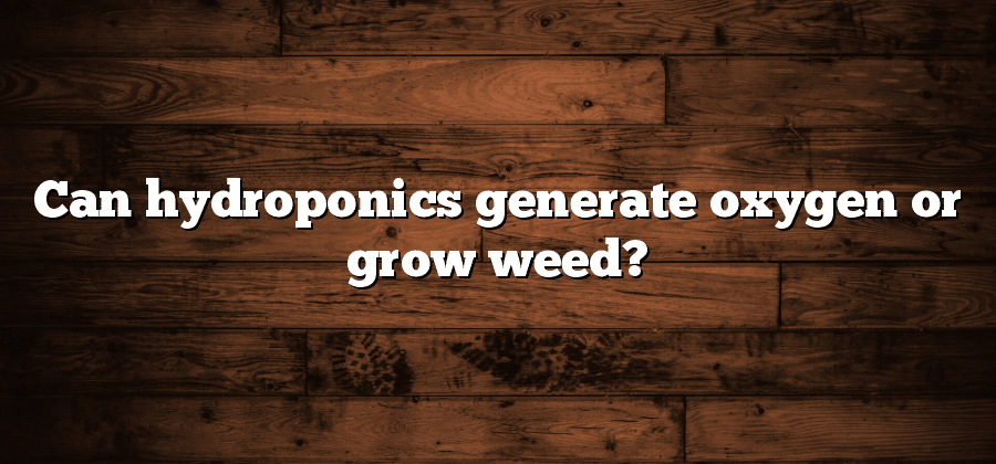 Can hydroponics generate oxygen or grow weed?