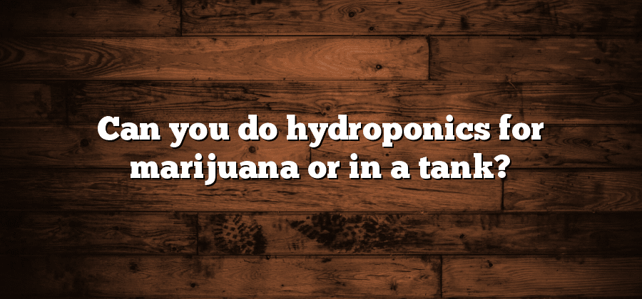 Can you do hydroponics for marijuana or in a tank?