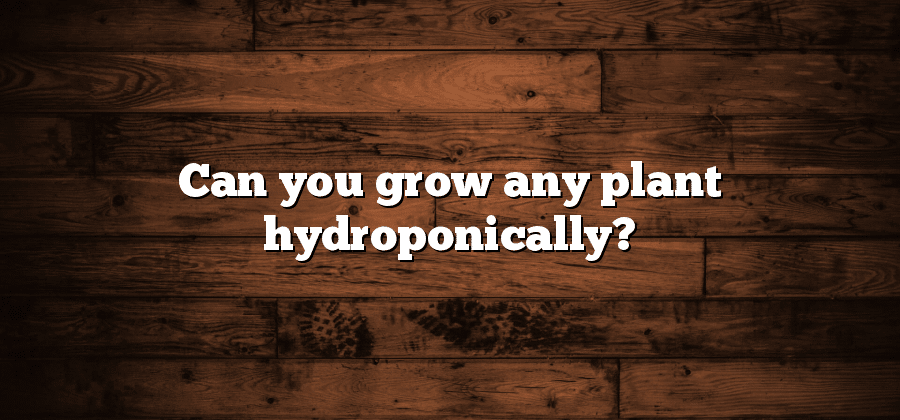 Can you grow any plant hydroponically?