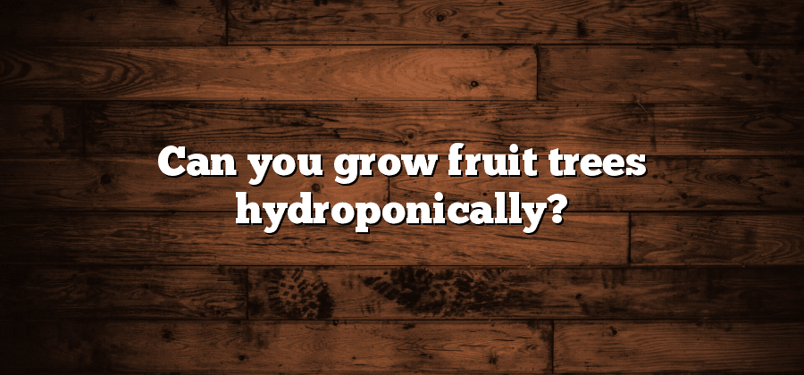 Can you grow fruit trees hydroponically?
