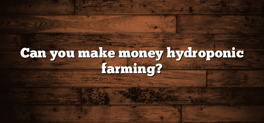 Can you make money hydroponic farming?