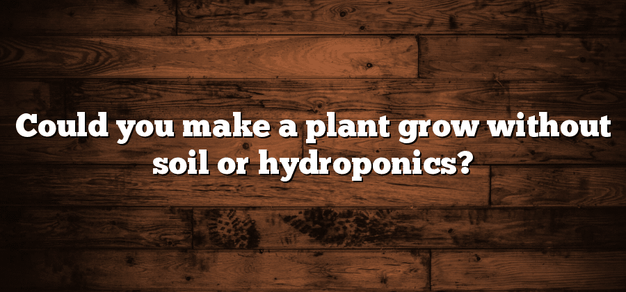 Could you make a plant grow without soil or hydroponics?