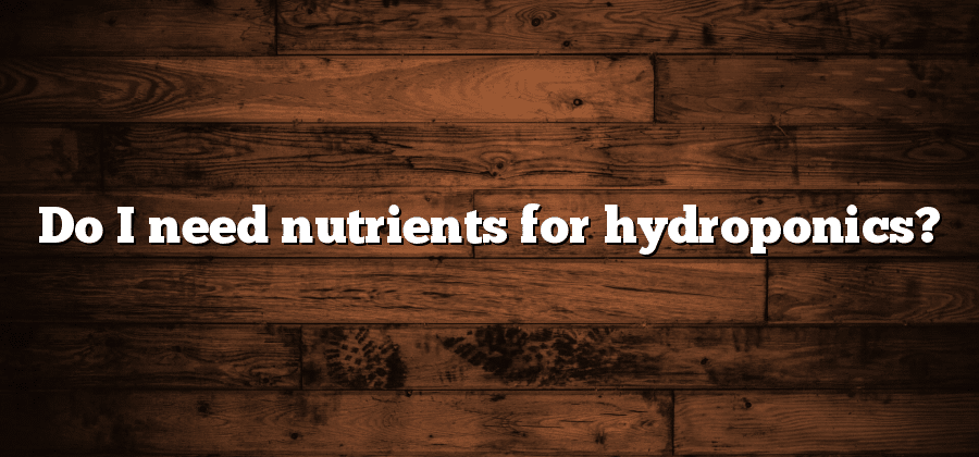 Do I need nutrients for hydroponics?
