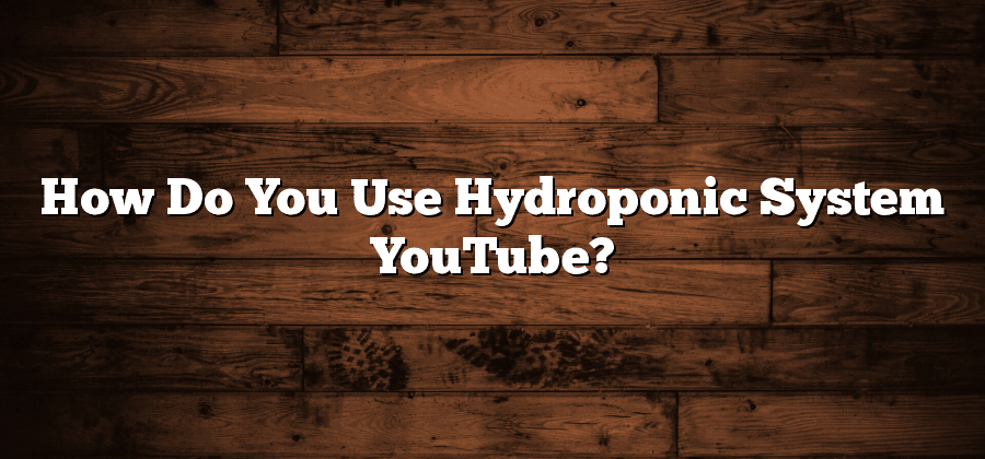 How Do You Use Hydroponic System YouTube?