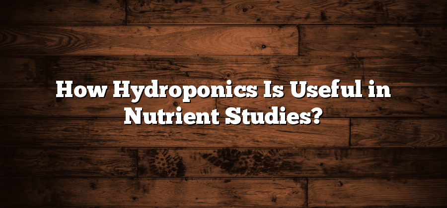How Hydroponics Is Useful in Nutrient Studies?