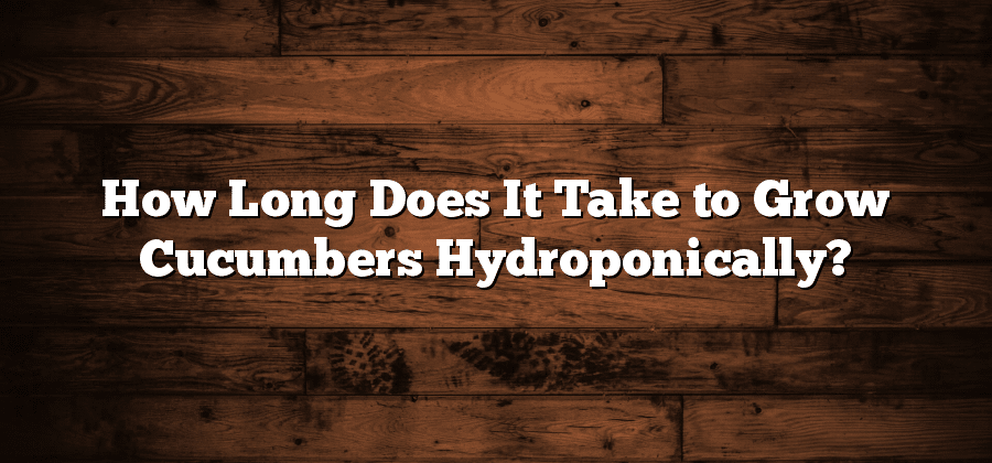 How Long Does It Take to Grow Cucumbers Hydroponically?