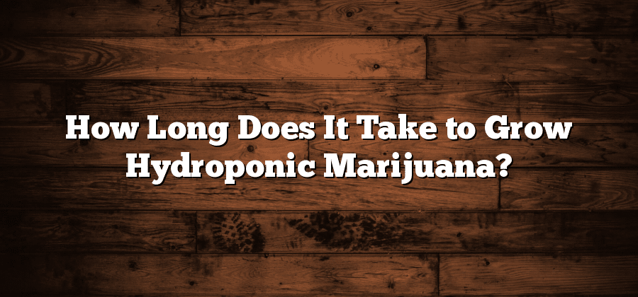 How Long Does It Take to Grow Hydroponic Marijuana?