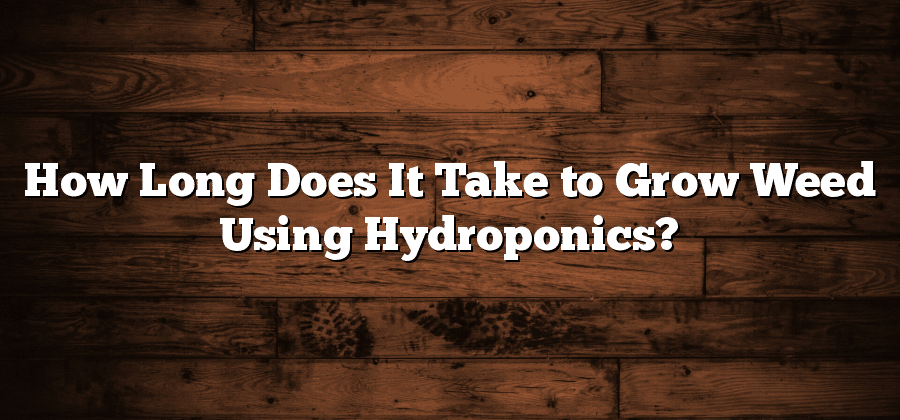 How Long Does It Take to Grow Weed Using Hydroponics?