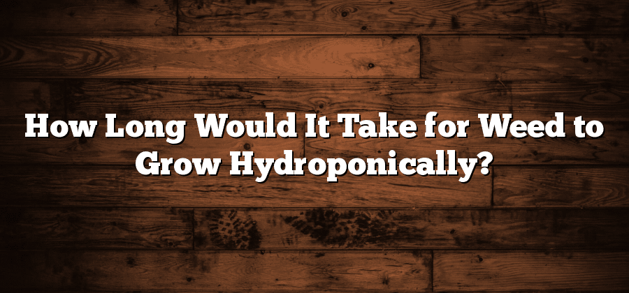 How Long Would It Take for Weed to Grow Hydroponically?