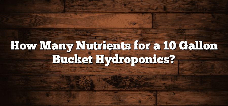 How Many Nutrients for a 10 Gallon Bucket Hydroponics?