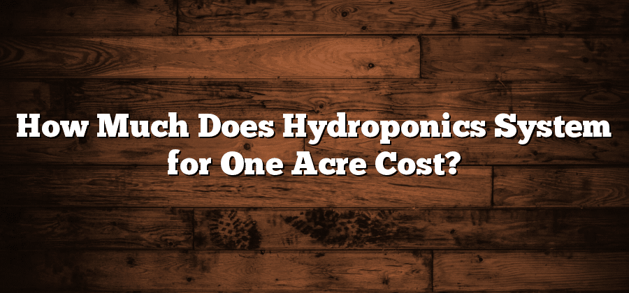 How Much Does Hydroponics System for One Acre Cost?