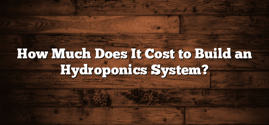 How Much Does It Cost to Build an Hydroponics System?