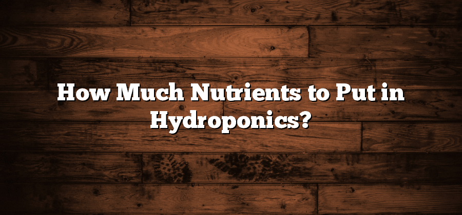 How Much Nutrients to Put in Hydroponics?