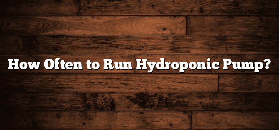 How Often to Run Hydroponic Pump?