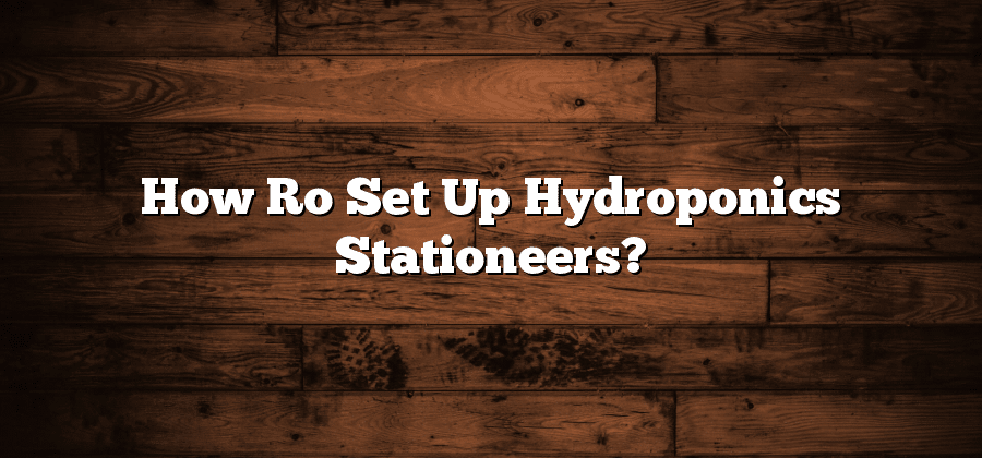 How Ro Set Up Hydroponics Stationeers?