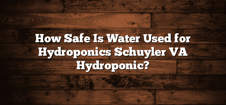 How Safe Is Water Used for Hydroponics Schuyler VA Hydroponic?