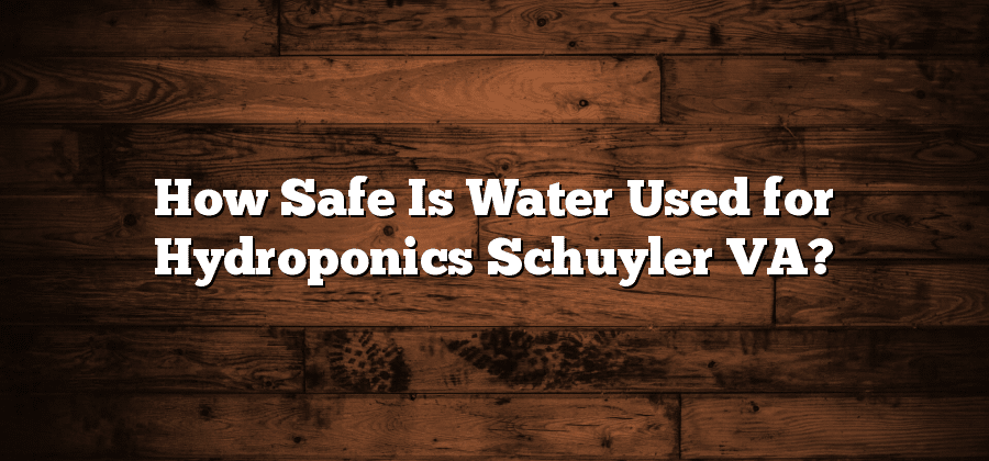 How Safe Is Water Used for Hydroponics Schuyler VA?