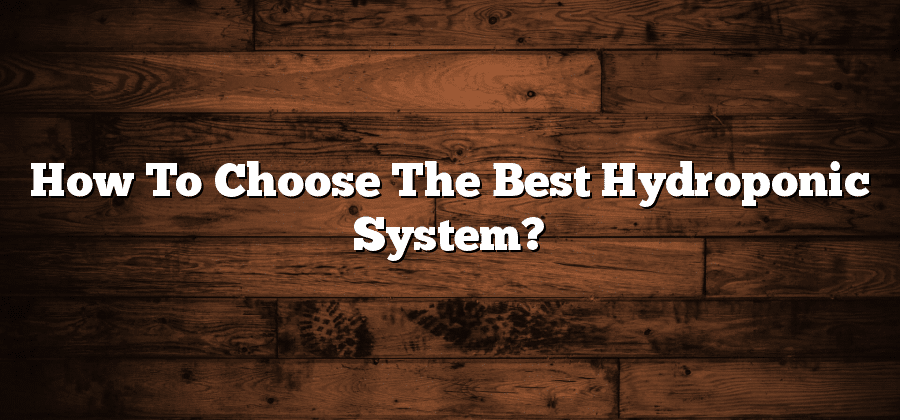 How To Choose The Best Hydroponic System?