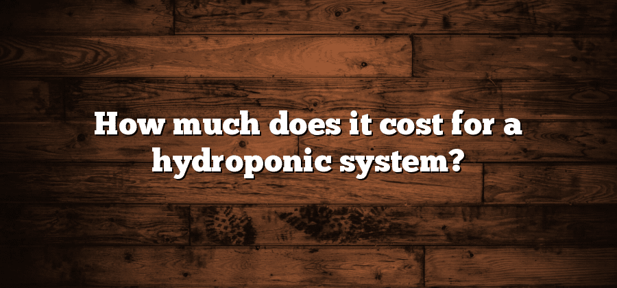 How much does it cost for a hydroponic system?