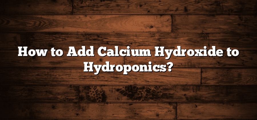 How to Add Calcium Hydroxide to Hydroponics?