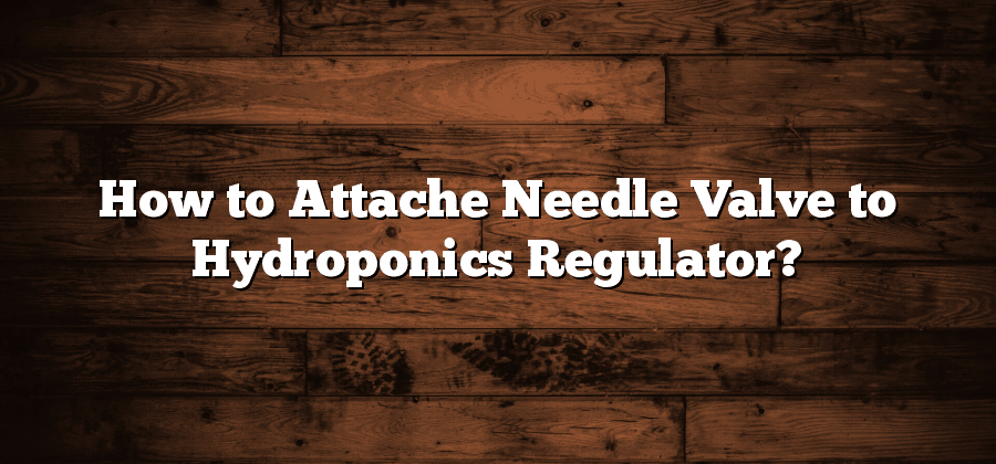 How to Attache Needle Valve to Hydroponics Regulator?
