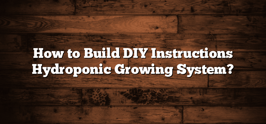 How to Build DIY Instructions Hydroponic Growing System?