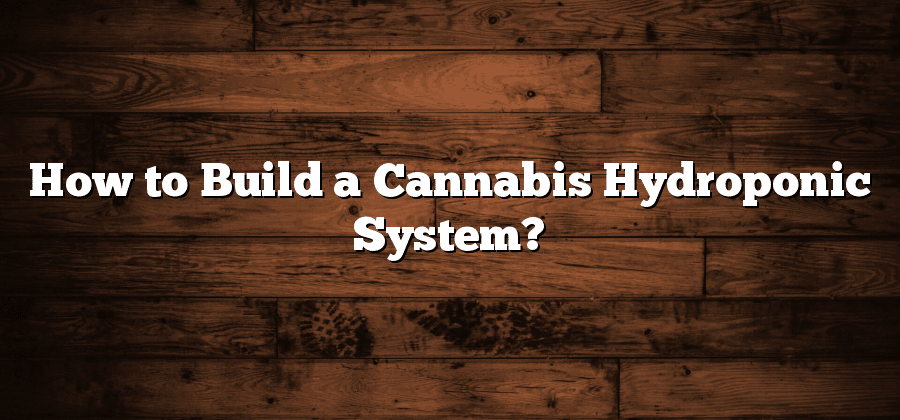 How to Build a Cannabis Hydroponic System?