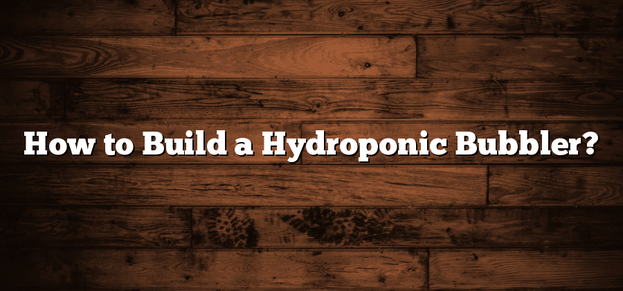 How to Build a Hydroponic Bubbler?