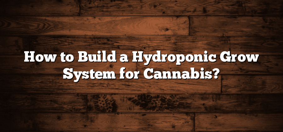 How to Build a Hydroponic Grow System for Cannabis?