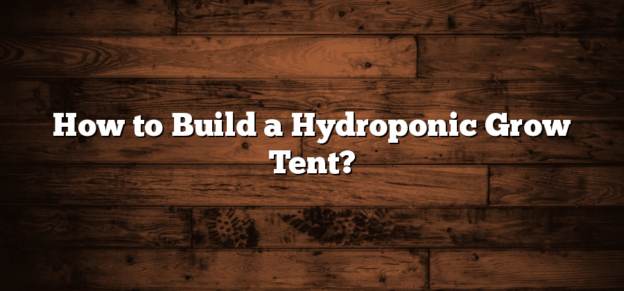 How to Build a Hydroponic Grow Tent?