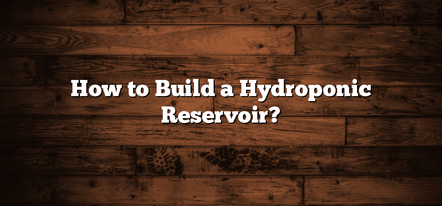How to Build a Hydroponic Reservoir?