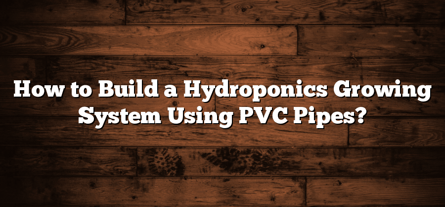 How to Build a Hydroponics Growing System Using PVC Pipes?