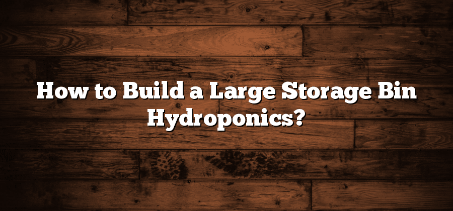 How to Build a Large Storage Bin Hydroponics?