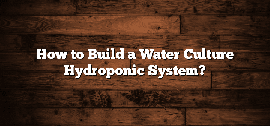 How to Build a Water Culture Hydroponic System?