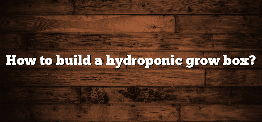 How to build a hydroponic grow box?