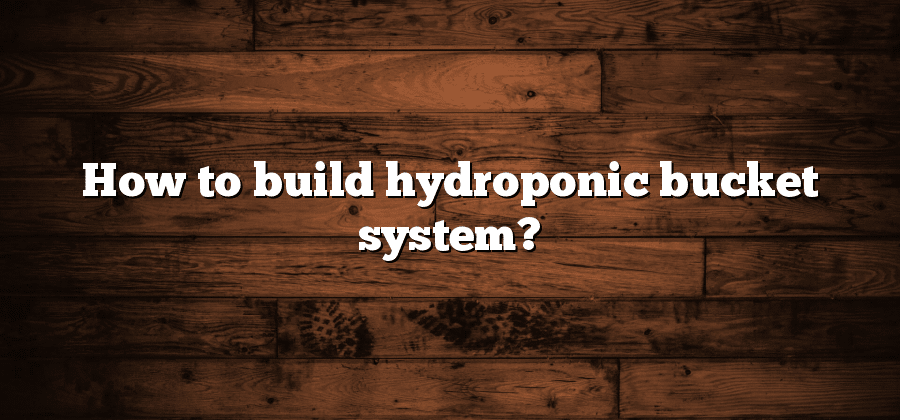 How to build hydroponic bucket system?
