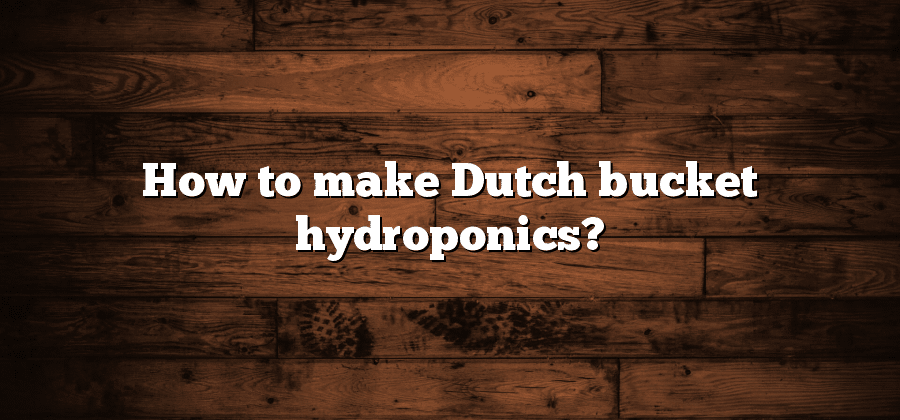 How to make Dutch bucket hydroponics?