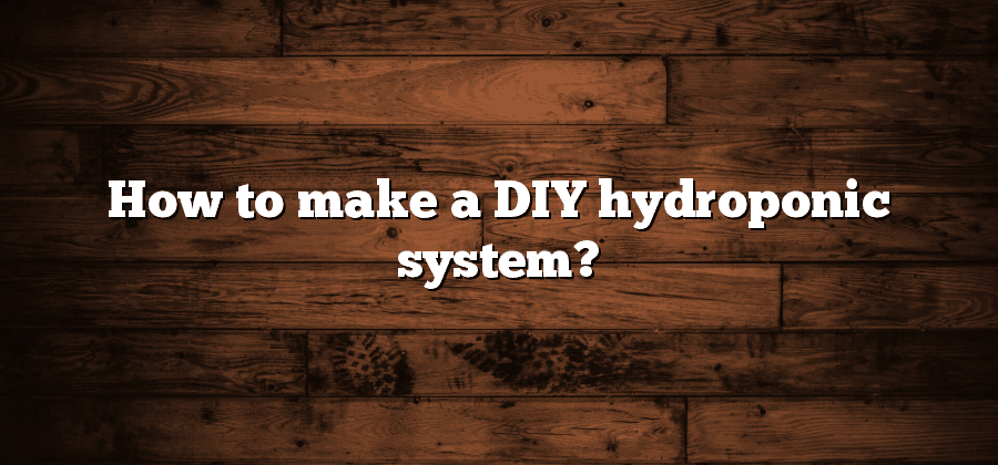 How to make a DIY hydroponic system?