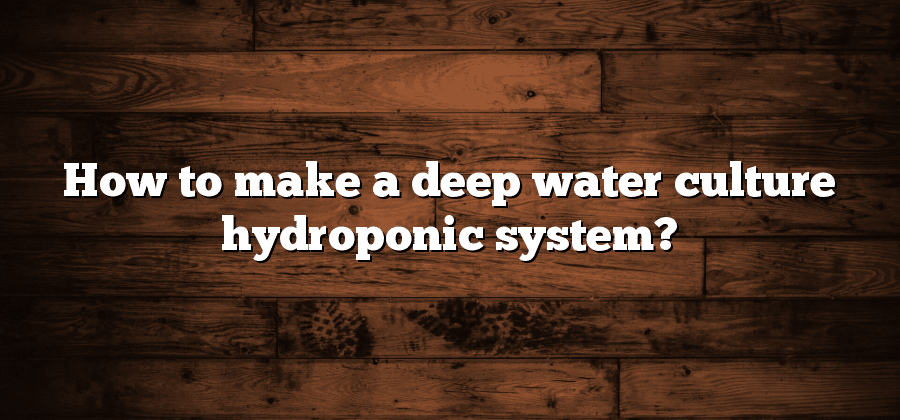 How to make a deep water culture hydroponic system?
