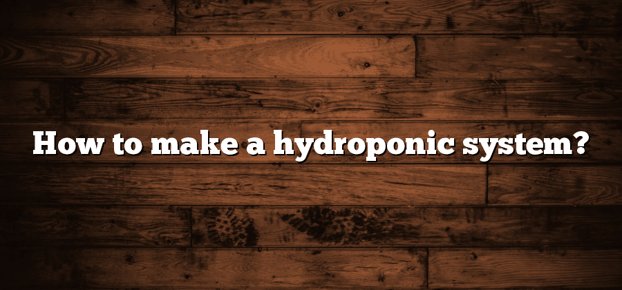 How to make a hydroponic system?
