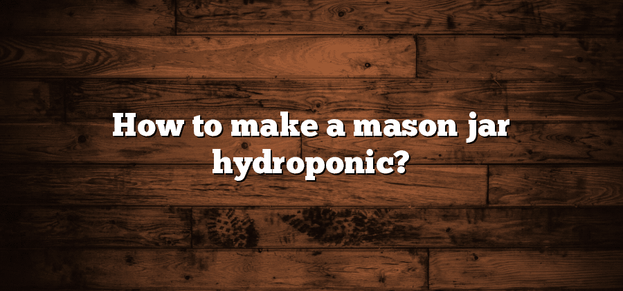 How to make a mason jar hydroponic?