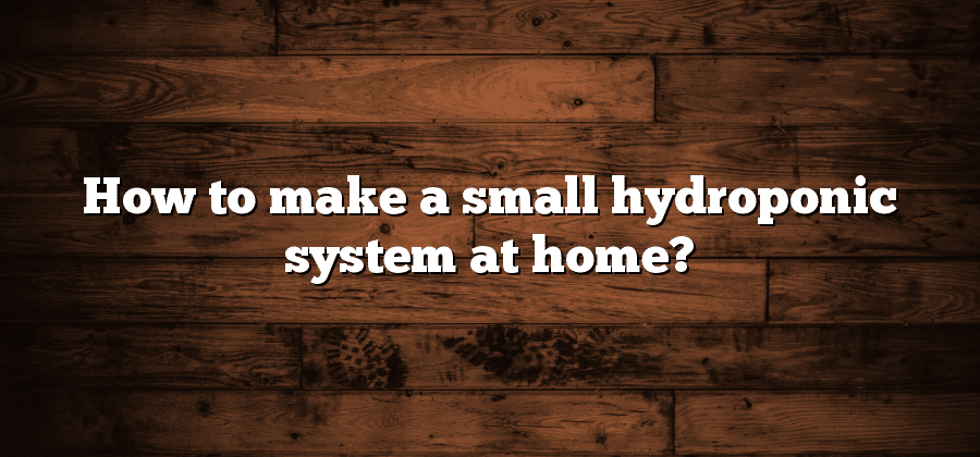 How to make a small hydroponic system at home?