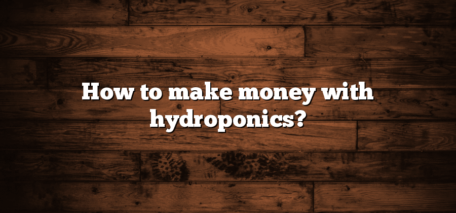 How to make money with hydroponics?