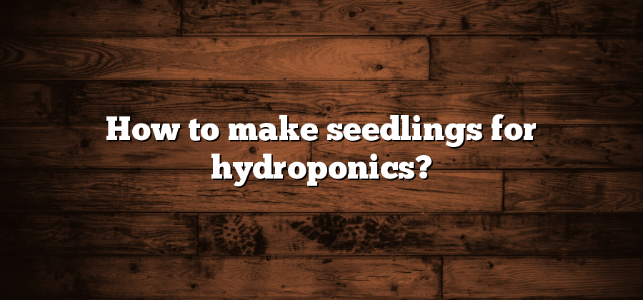 How to make seedlings for hydroponics?