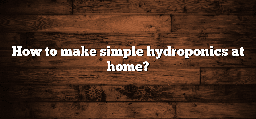 How to make simple hydroponics at home?