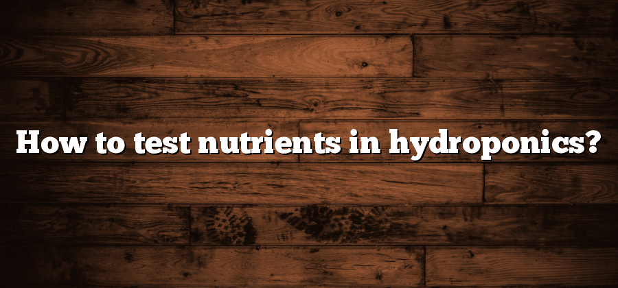 How to test nutrients in hydroponics?