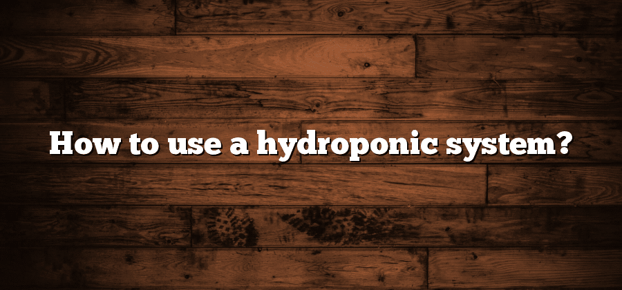 How to use a hydroponic system?